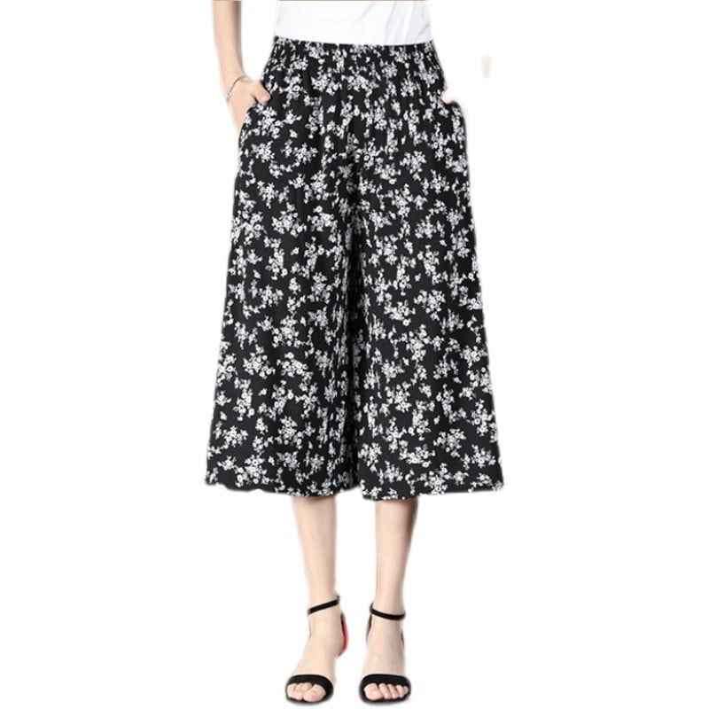 (Hot Sale-49% OFF) Women's High Elastic Waist Pleated Chiffon Wide Leg Culottes