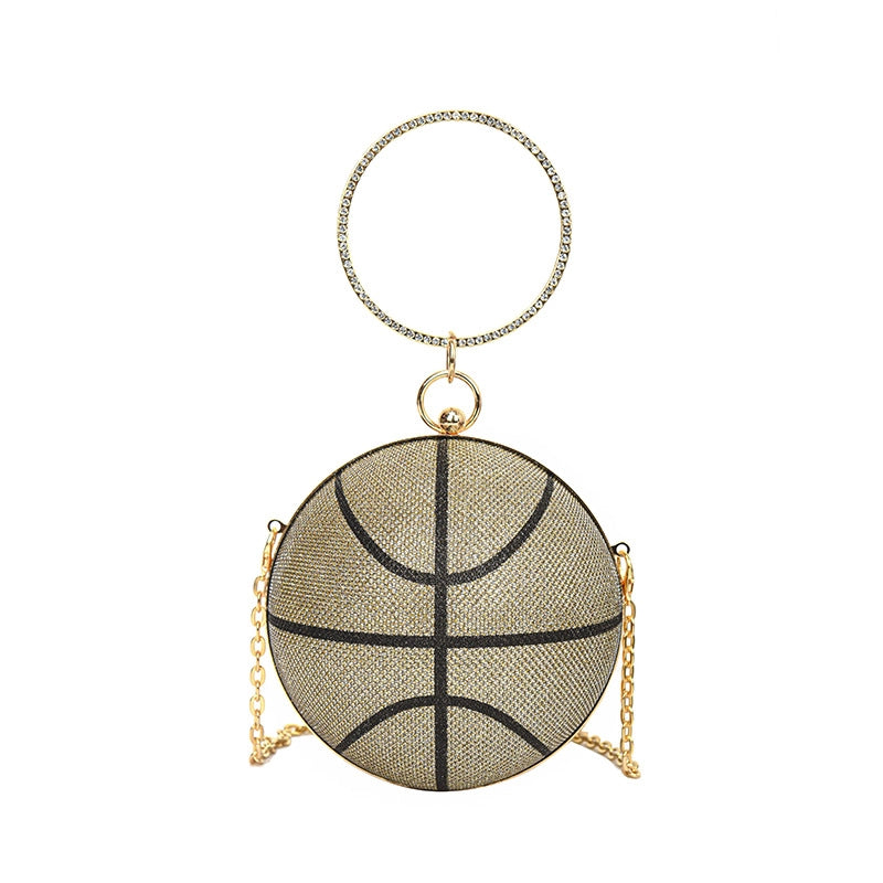 Women's Cloth Basketball Streetwear Round Lock Clasp Circle Bag Handbag Crossbody Bag