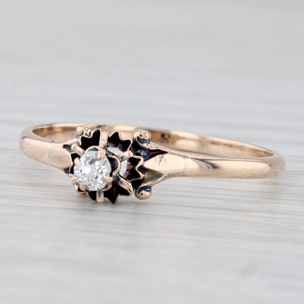 Antique Diamond Solitaire Ring 10k Yellow Gold Size 10 Engagement