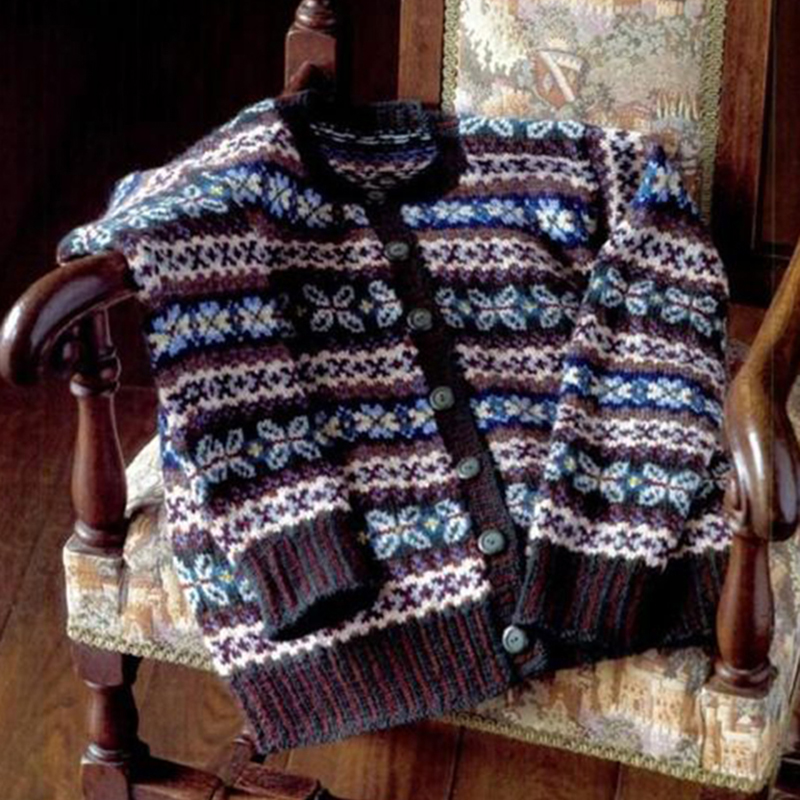 Vintage Fair Isle Icelandic Knit Jacquard Warmth Cardigan Unisex