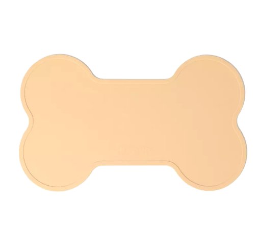 Non Slip Raised Lip Bone Pet Feeding Mat - Soft Mauve