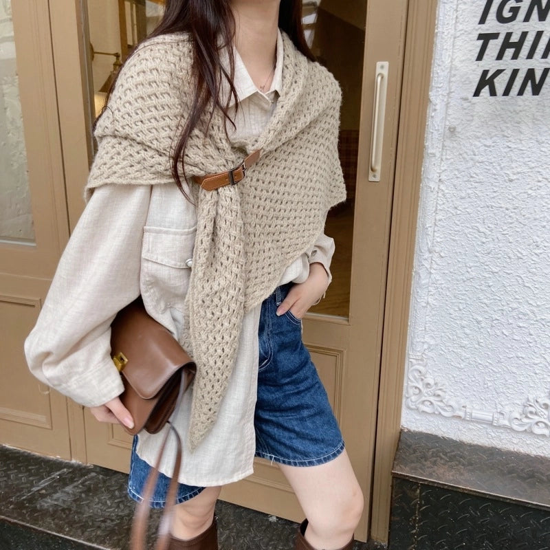 Women's Minimalist Classic Style Solid Color Polyester Shawl