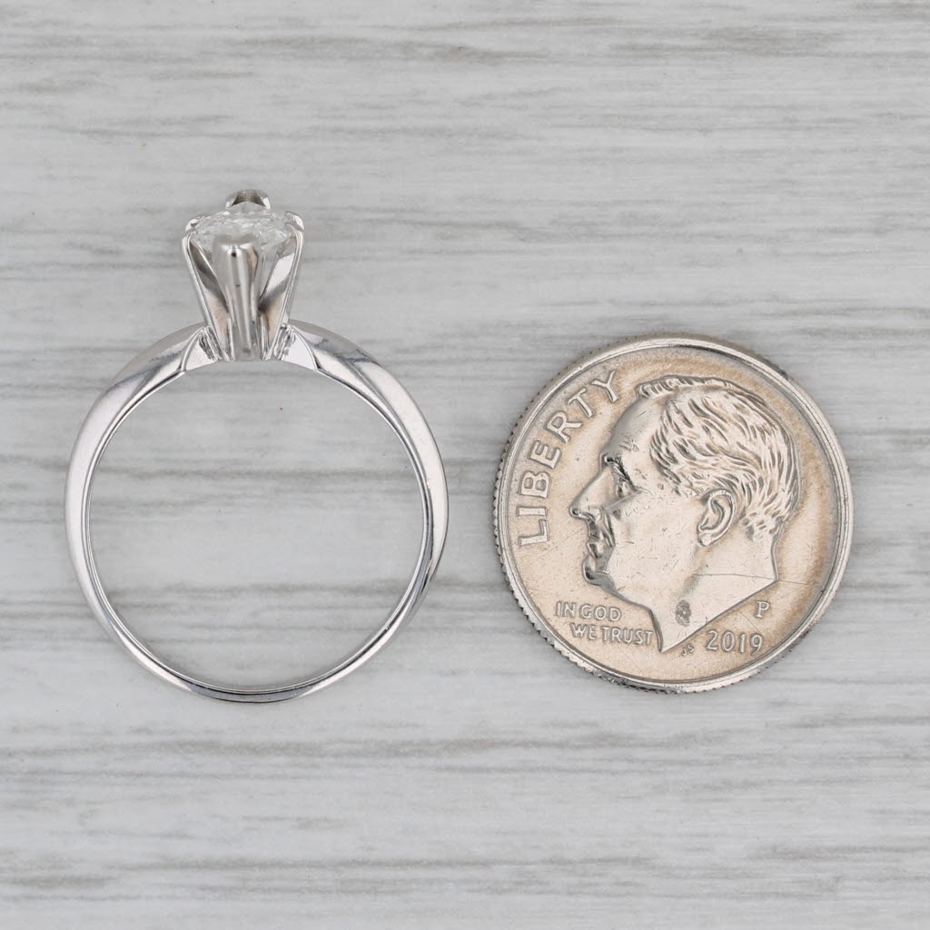 0.83ct Marquise Brilliant Solitaire Engagement Ring 14k White Gold Size 5.5