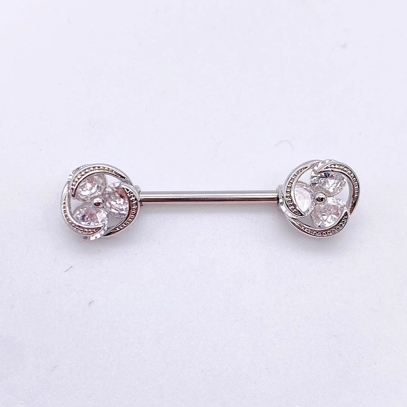 Fashion Leaf Star Wings Stainless Steel Inlaid Zircon Nipple Ring 1 Piece