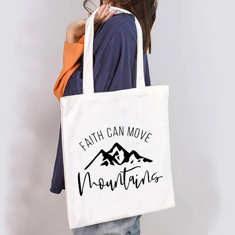 Unisex Large Canvas Letter Basic Classic Style Square Open Canvas Bag