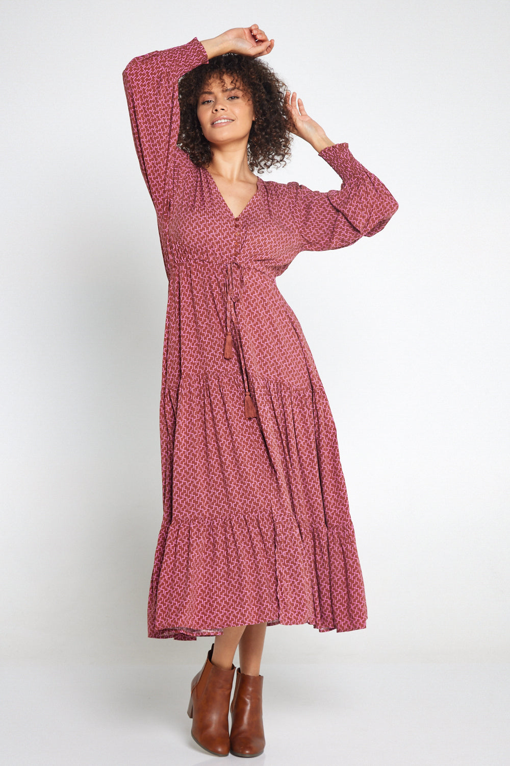 Makena Long Sleeve Maxi - Rose Cocoa