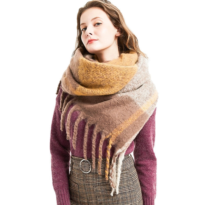 Women's Streetwear Lattice Polyester Tassel Scarf