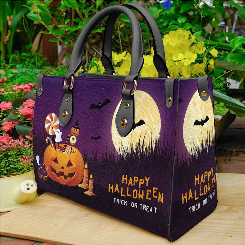 Halloween Women's Medium Pu Leather Letter Streetwear Square Hook Loop Tote Bag