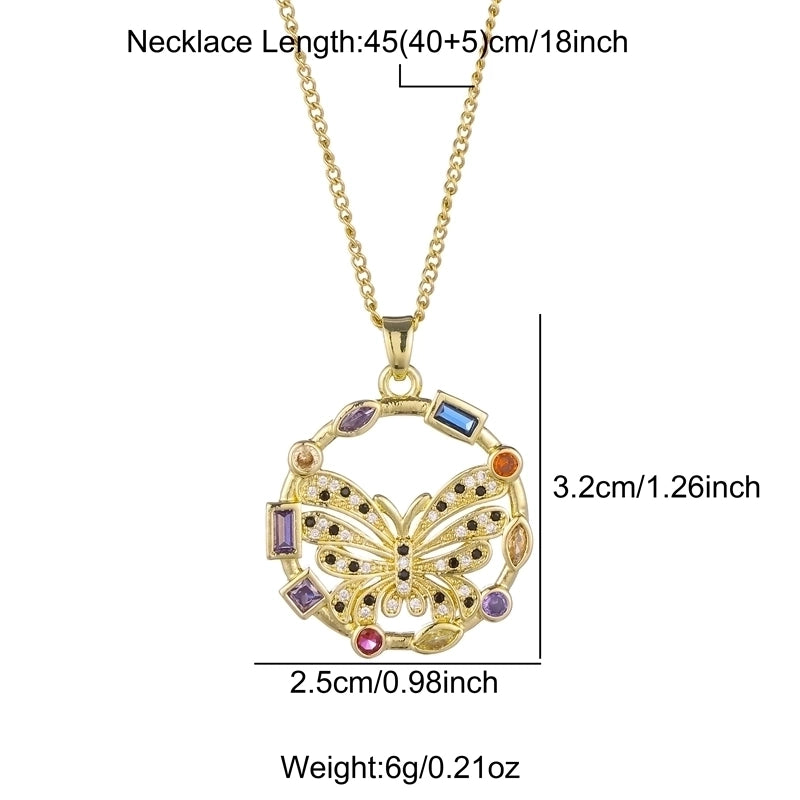 3 Pieces Cute Sweet Cross Moon Heart Shape 201 Stainless Steel Zircon 18K Gold Plated Enamel Plating Inlay Pendant Necklace