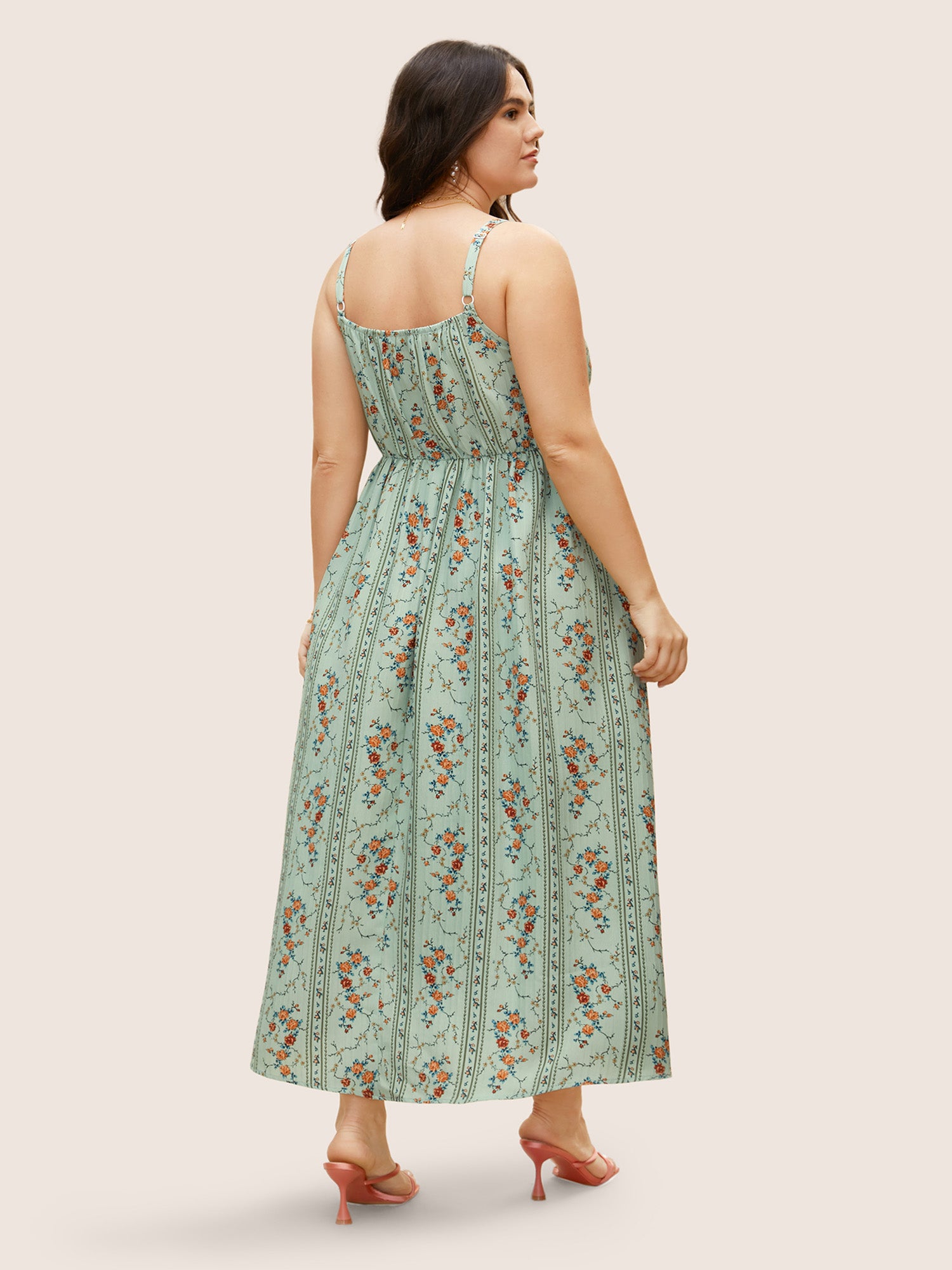 Boho Print Square Neck Maxi Cami Dress