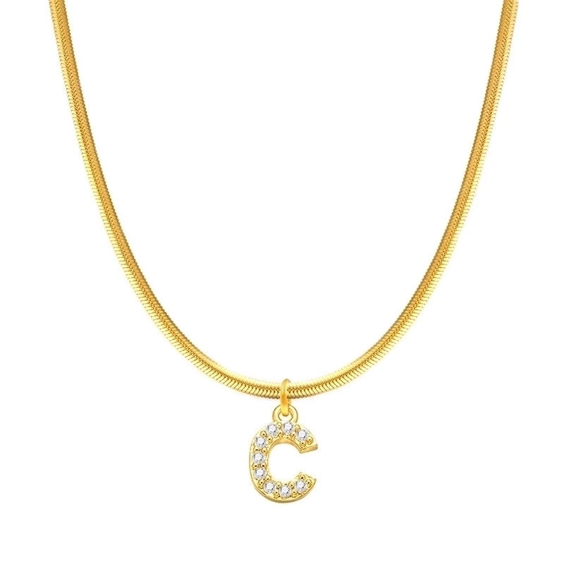 304 Stainless Steel Copper Retro Classic Style Inlay Letter Zircon Pendant Necklace