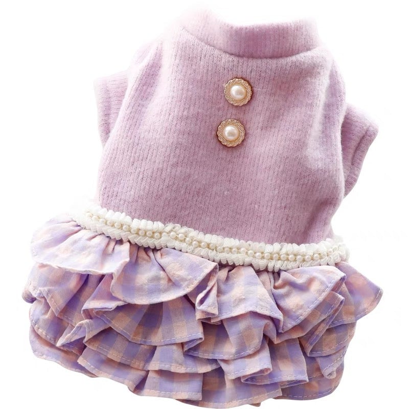 Plaid Pattern Layered Dog Cat Dress