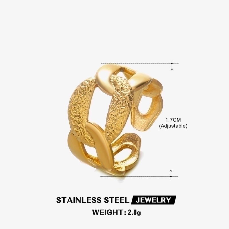 304 Stainless Steel 18K Gold Plated IG Style Plating Cross Open Rings