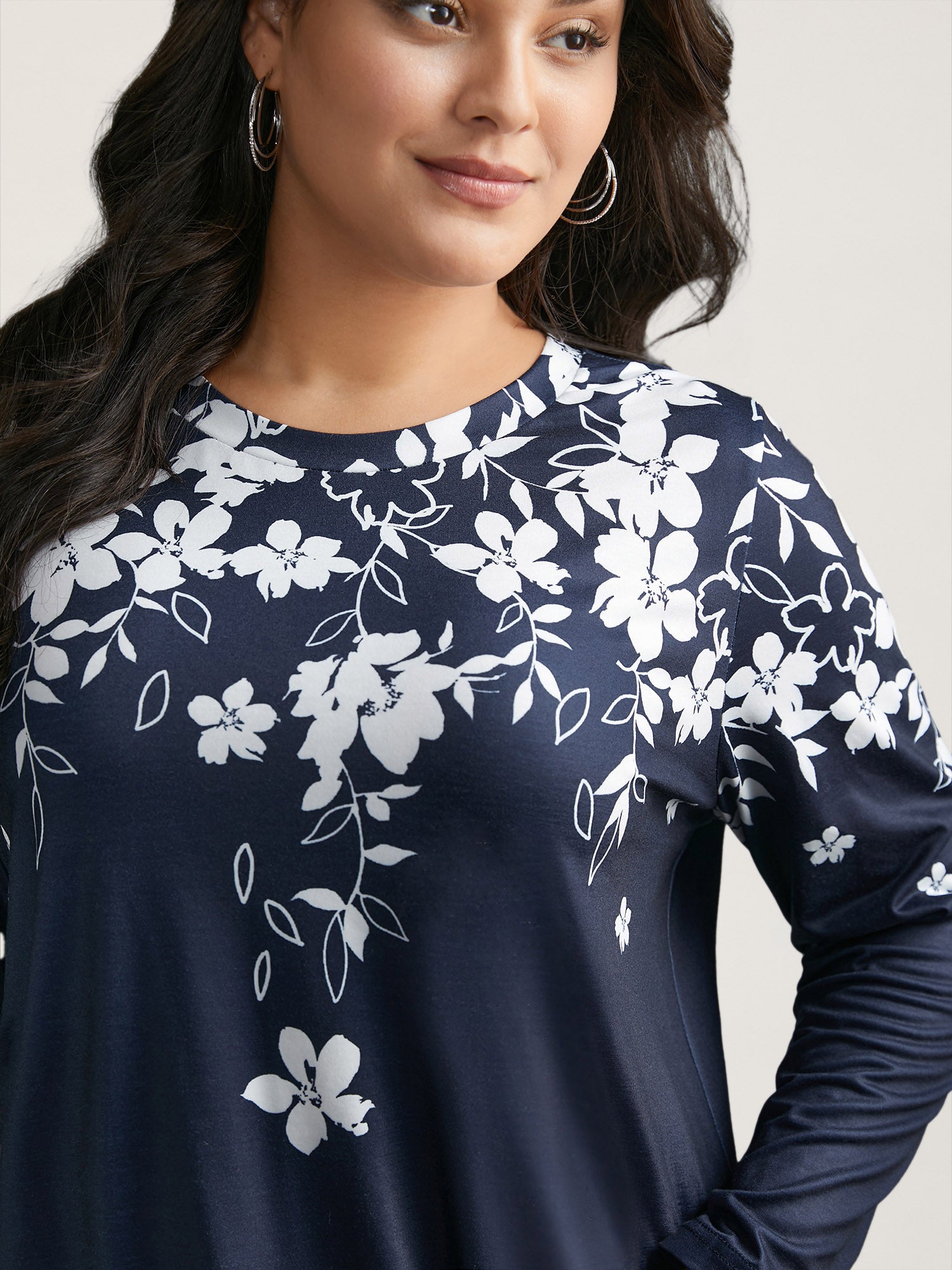 Round Neck Boho Print T-Shirt