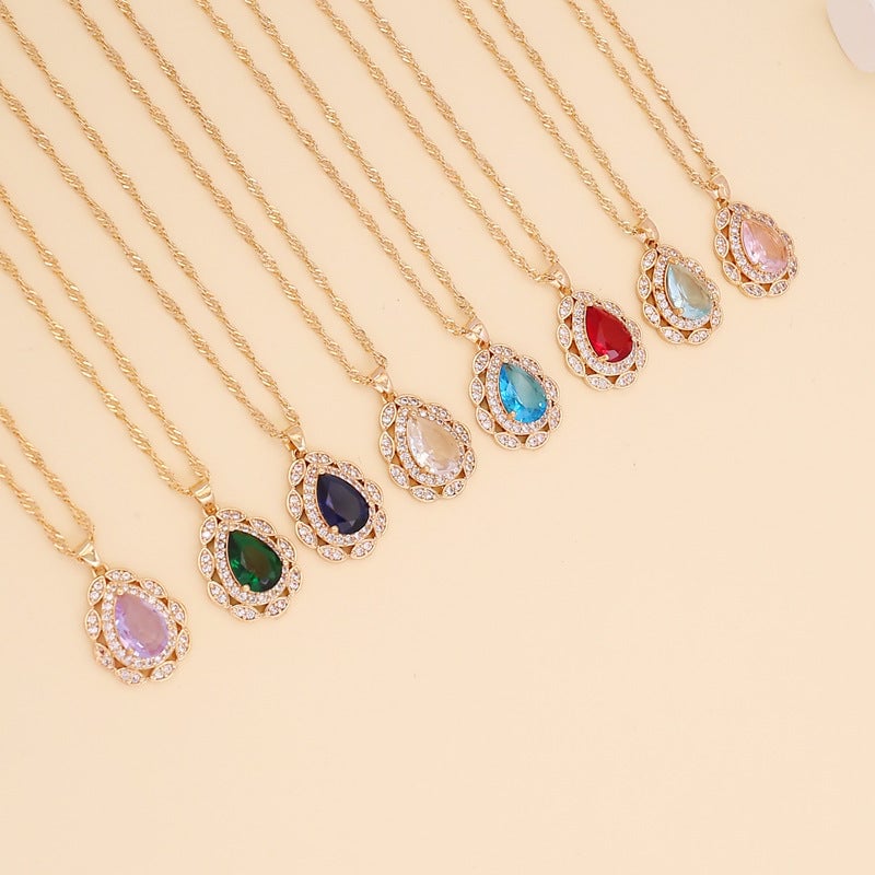 Women Chain  Droplet Glass Necklaces
