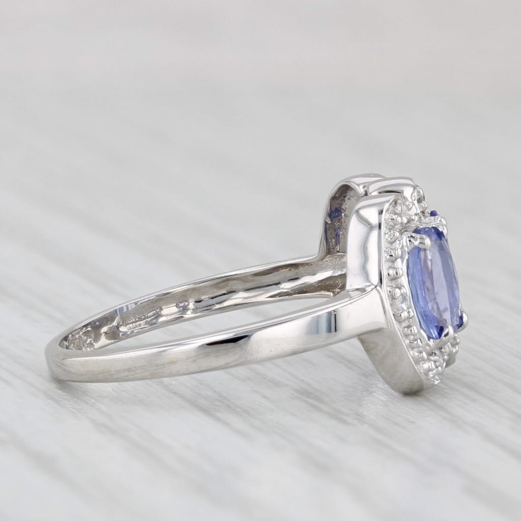 1.39ctw Tanzanite 3-Stone Diamond Ring 14k White Gold Size 6