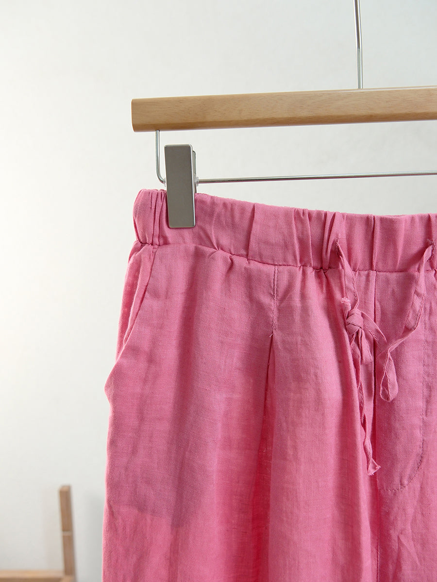 Women Summer Vintage Pure Color Linen Harem Pants