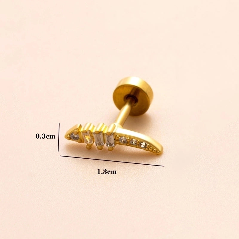 1 Piece Ear Cartilage Rings & Studs Minimalist Classic Style Heart Shape Snake Butterfly Copper Polishing Inlay Zircon 18K Gold Plated Ear Cartilage Rings & Studs