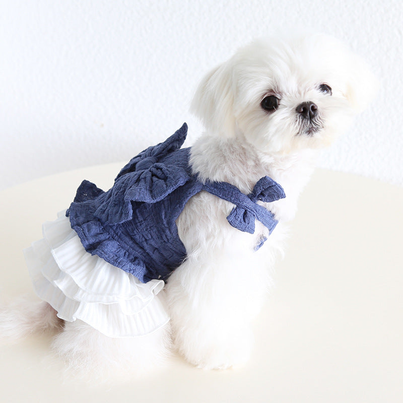 Sweet Big Bow Dog Cat Chiffon Dress