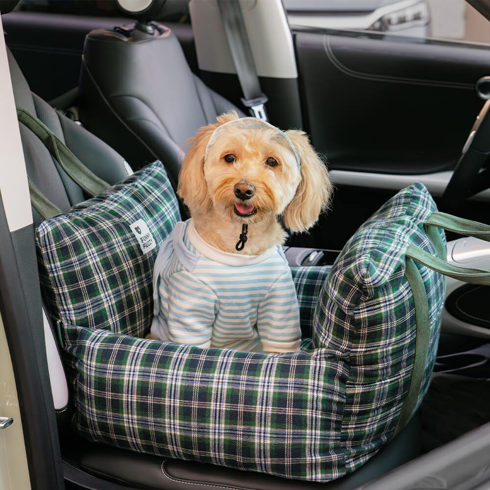 Vintage Plaid Travel Safety Dog Car Seat Beds