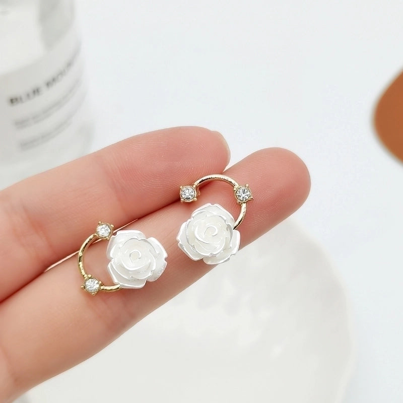Minimalist Heart Shape Flower Resin Inlay Artificial Pearls Rhinestones Drop Earrings 1 Pair