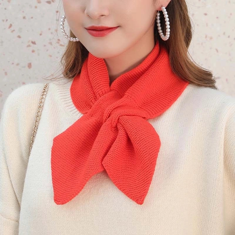Knitted Small Scarf Women's Autumn And Winter Cross Bow Fishtail Decorative Wool Scarf Evening And Evening