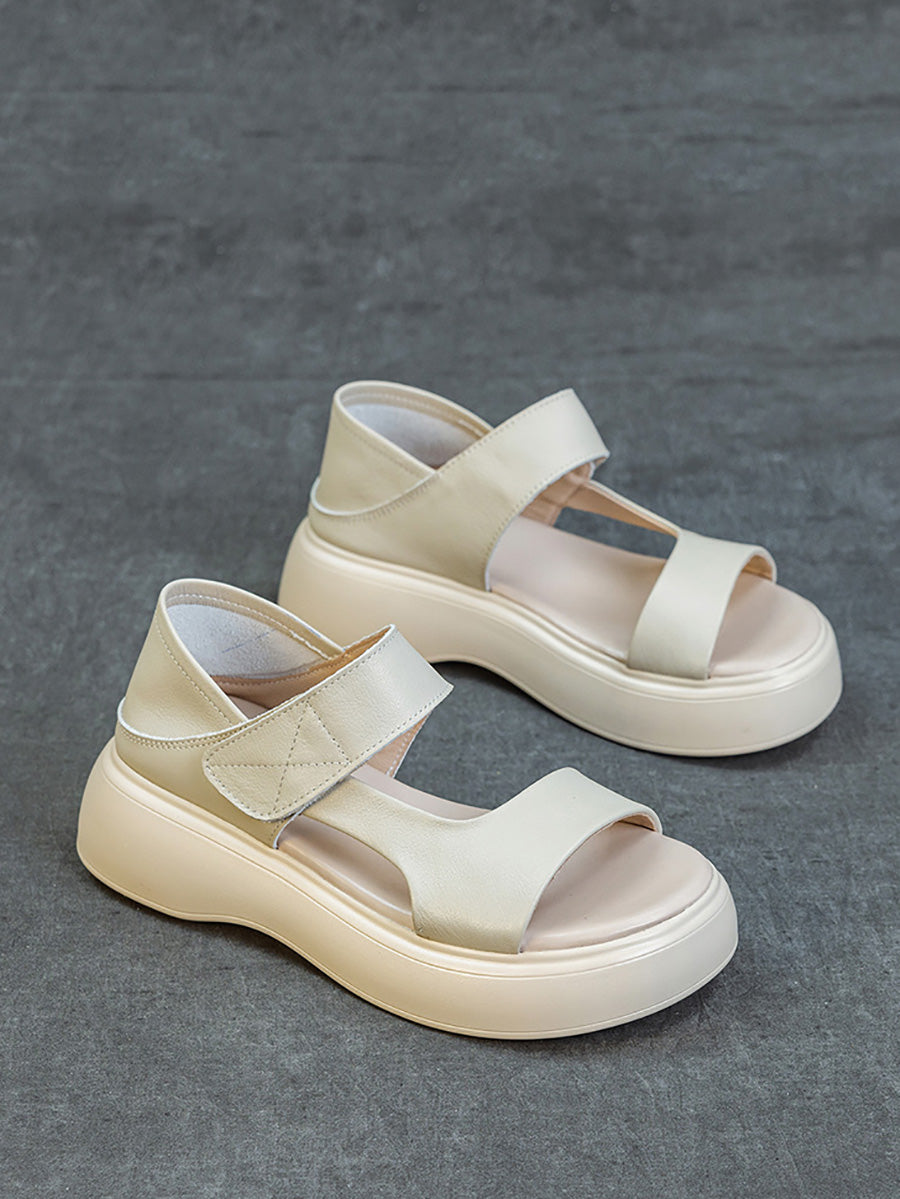 Women Summer Casual Genuine Leather Platform Sandals