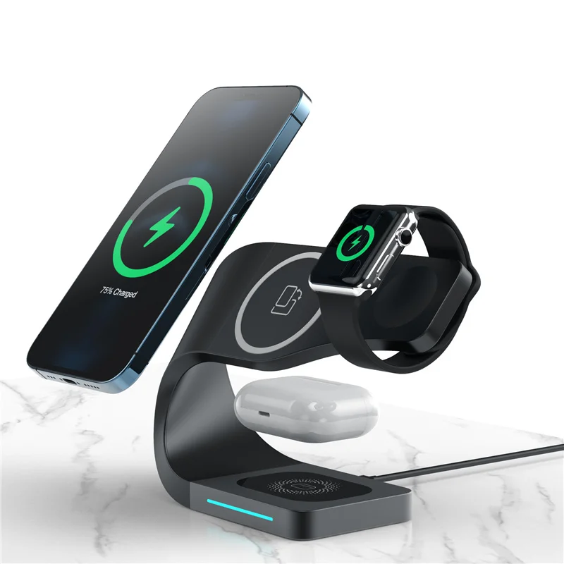 4 in 1 Magnetic Multifuncion Station 3 in 1 Wireless Charger Stand For Phone iWatch 10W 15W Fast Charging