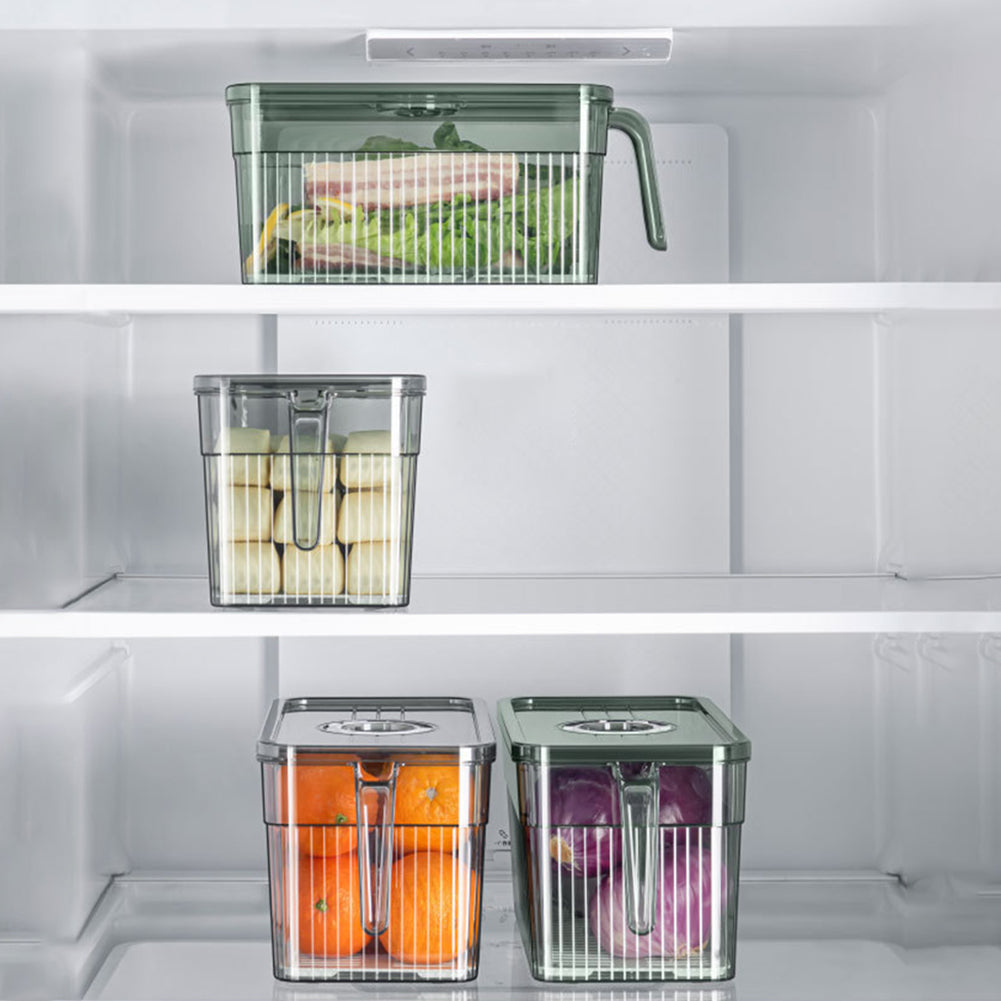 COMPACT ACRYLIC FRIDGE ORGANIZER WITH HANDLE – DURABLE & REUSABLE FOR FRUITS & VEGGIES