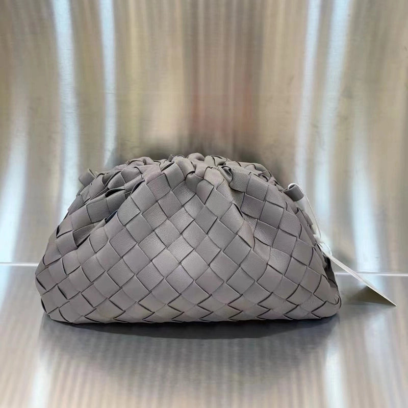 Black Grey Ivory Pu Leather Solid Color Weave Cloud Shape Clutches
