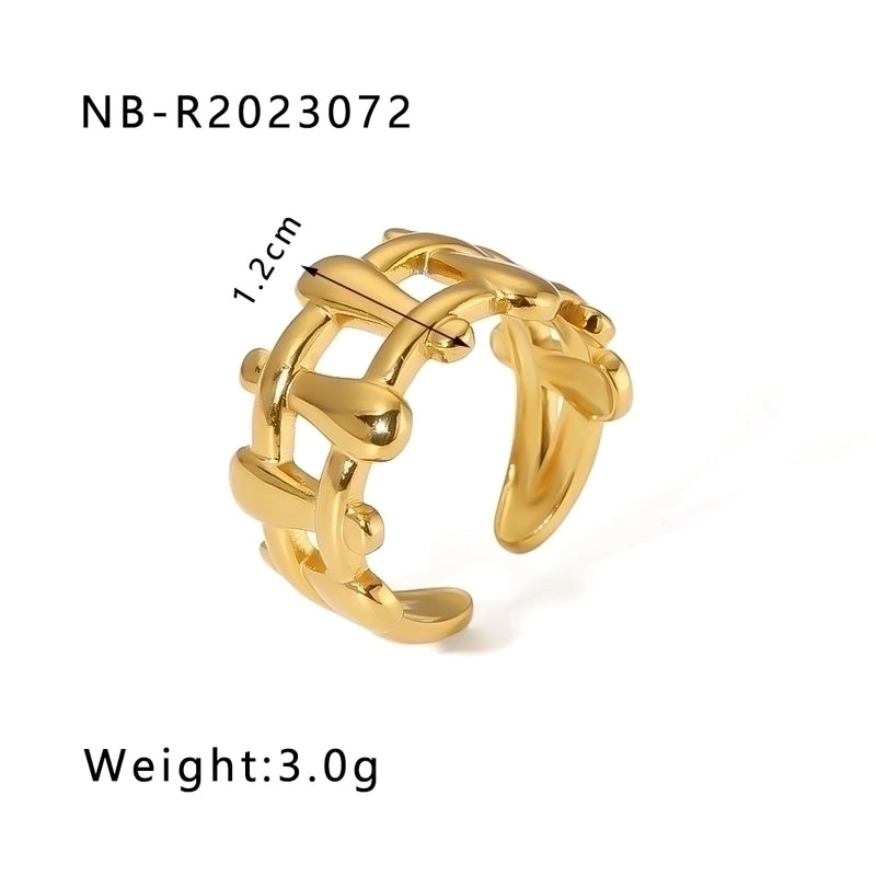 2 Pieces Stainless Steel 18K Gold Plated IG Style Basic Minimalist Plating Tree Symbol Lingge Open Rings