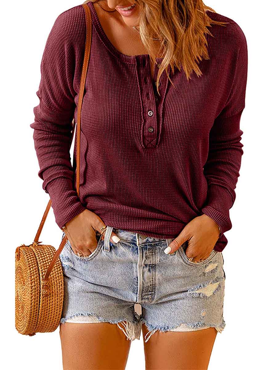 Solid Color Casual Long-Sleeved T-Shirt(8 colors)