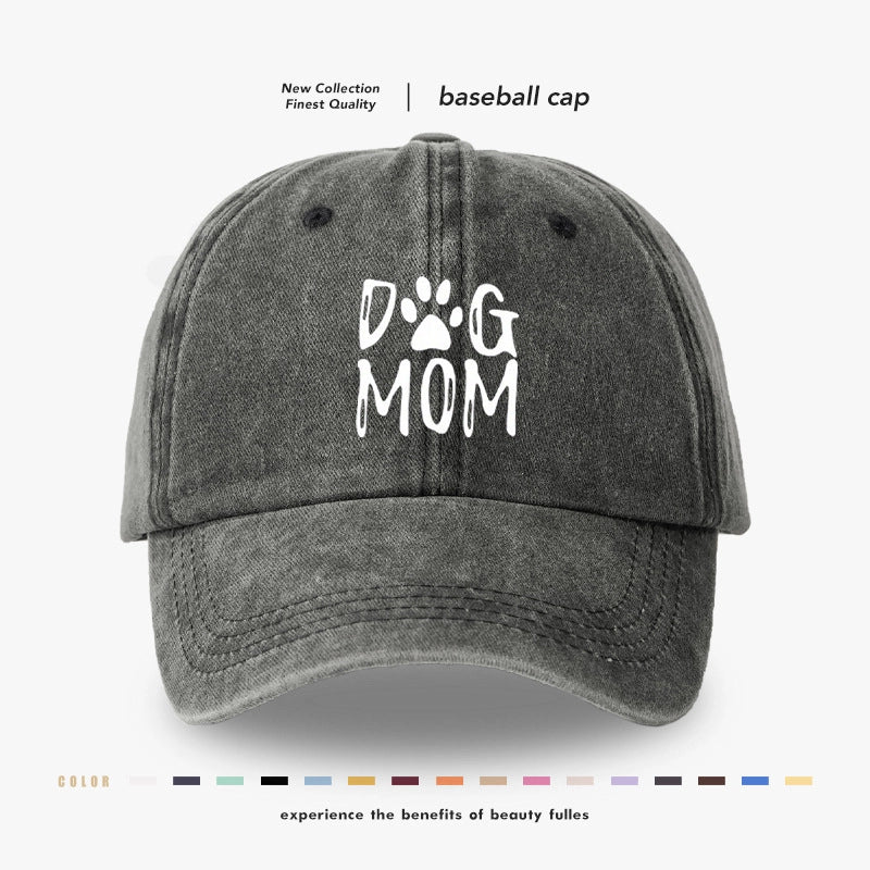 Hot Hat Printing DOG MOM Custom Washed Baseball Cap Men's And Women's Outdoor Sunscreen Soft Top Cap
