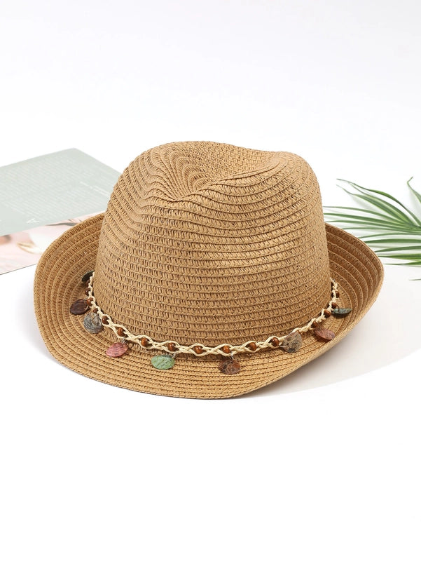 Women's Vacation Classic Style Geometric Curved Eaves Sun Hat Straw Hat