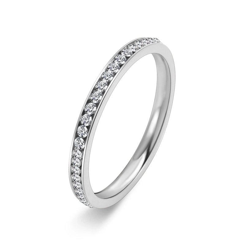 Minimalist Circle 304 Stainless Steel Rhinestones 18K Gold Plated Rhinestone Rings