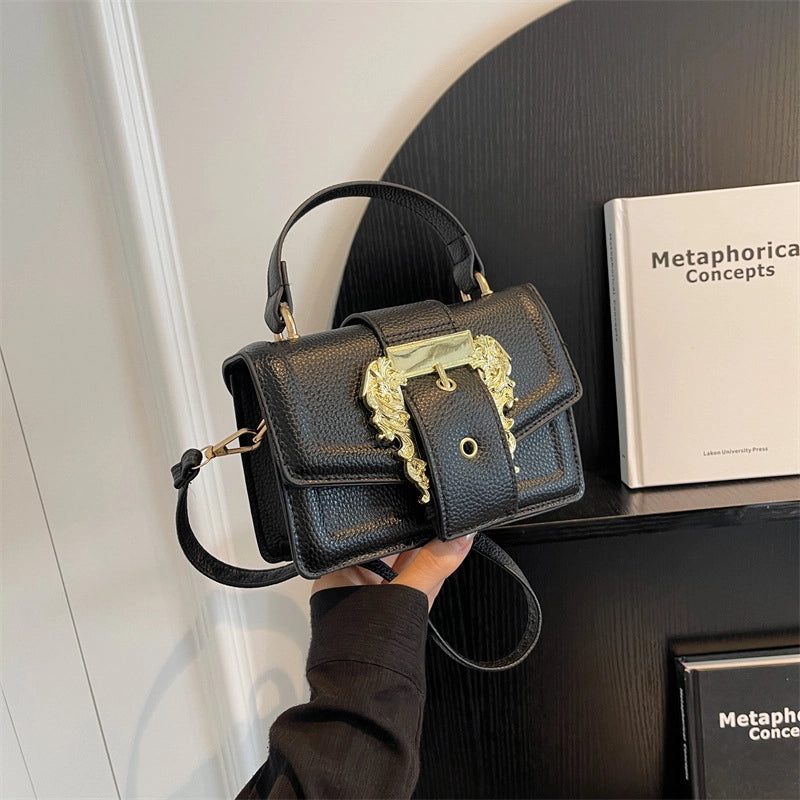 Women's Medium Pu Leather Solid Color Streetwear Square Magnetic Buckle Shoulder Bag Handbag Crossbody Bag