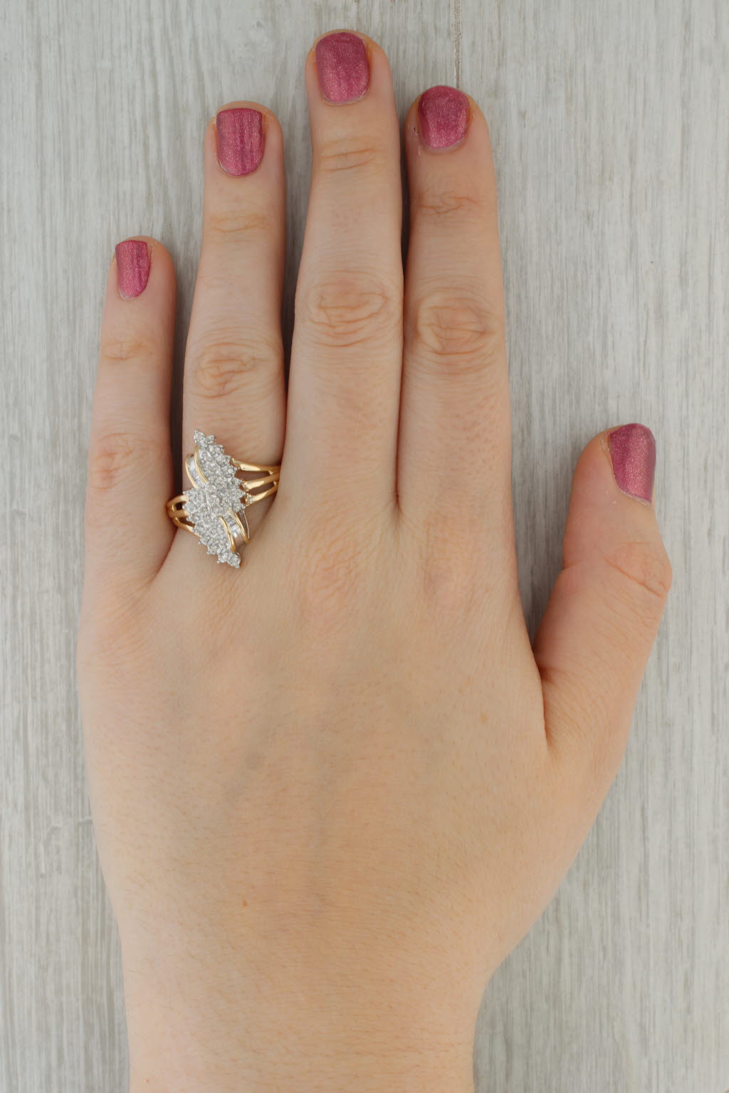 0.19ctw Diamond Cluster Ring 10k Yellow Gold Size 11.5 Cocktail
