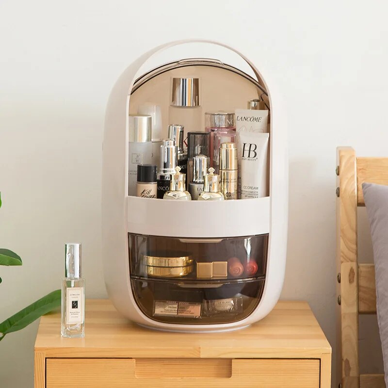 Cosmetic Storage Box Large Dust-Proof Cosmetic Organizer Box For Makeup Jewelry Accessories