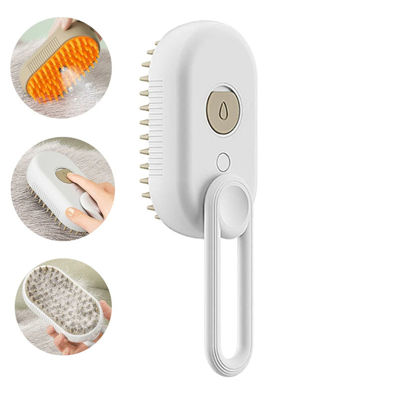 USB Rechargeable Steam Cat Grooming Brush – Anti-Static & Detangling