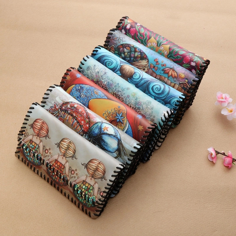 Women's Pu Leather Printing Animal Vintage Style Square Magnetic Buckle Phone Wallets