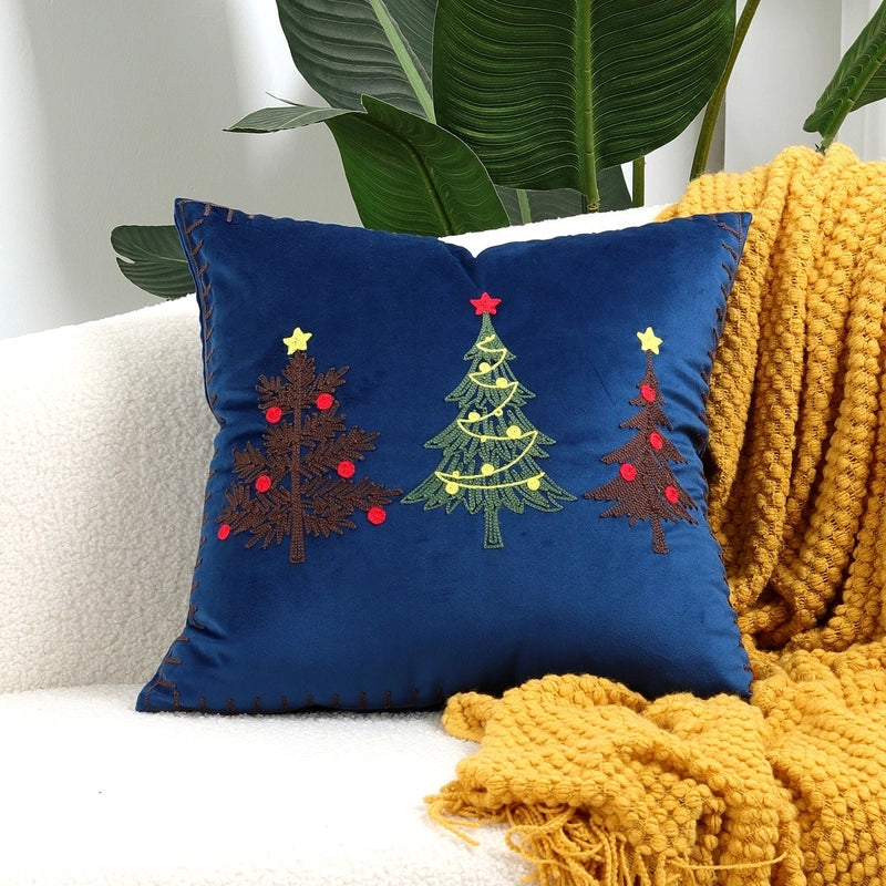 Fashion Christmas Tree Elk Short Plush Pillow Cases