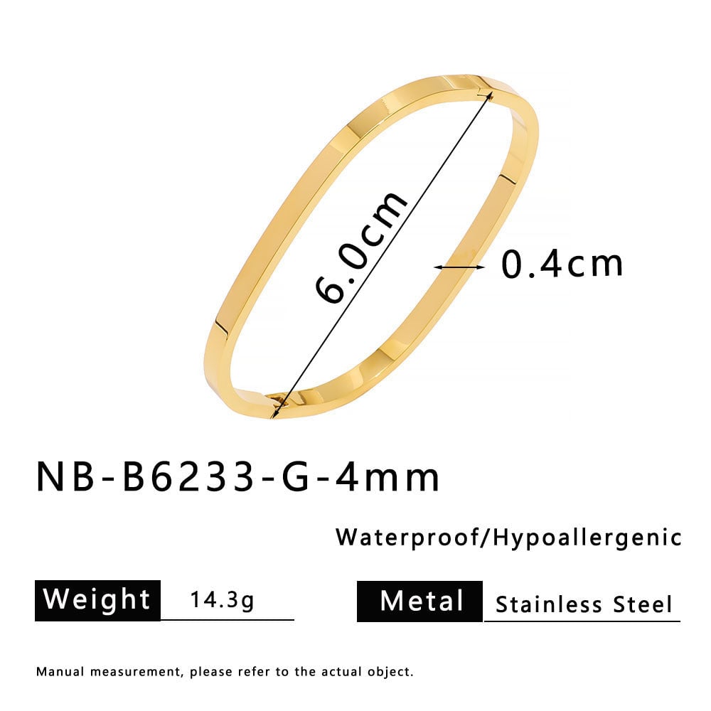 2025 Trendy Unique Square Stainless Steel Bracelet With 18K Gold Plated Female Set