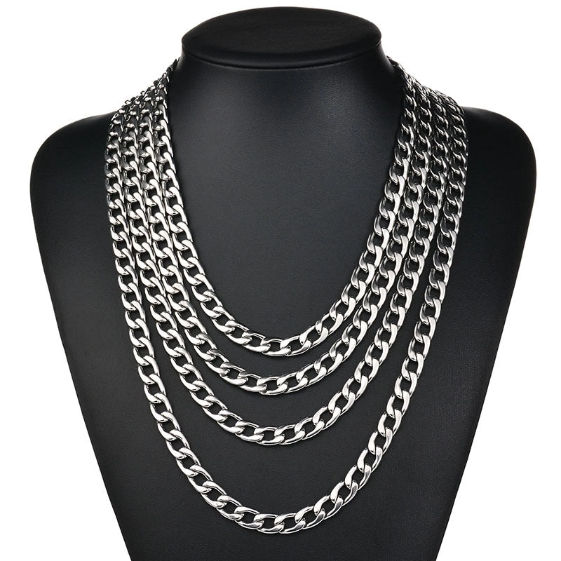 Hip-Hop Solid Color 304 Stainless Steel Polishing Stainless Steel Jewelry Sets