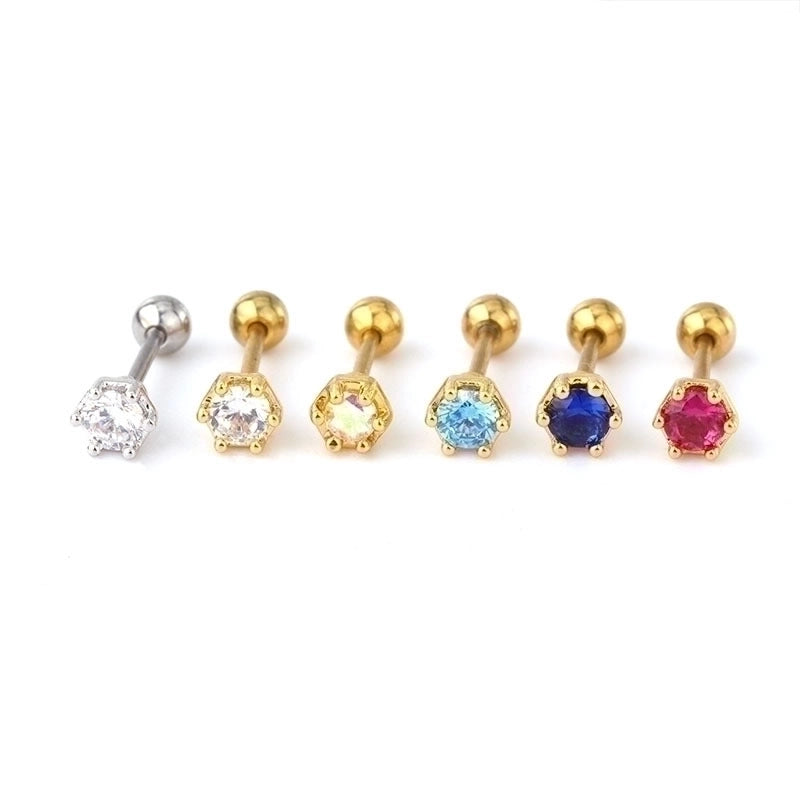 Ear Cartilage Rings & Studs Minimalist Geometric Copper Plating Artificial Gemstones