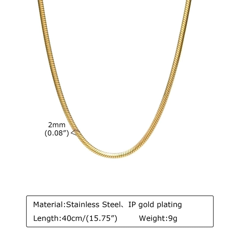 201 Stainless Steel Classic Style Plating Solid Color Necklace