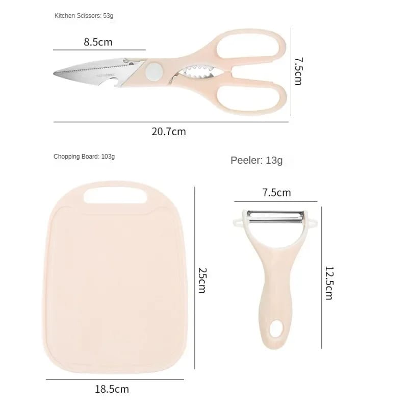 4 PCs Cutting Board With Knife Set(5299)-Pink