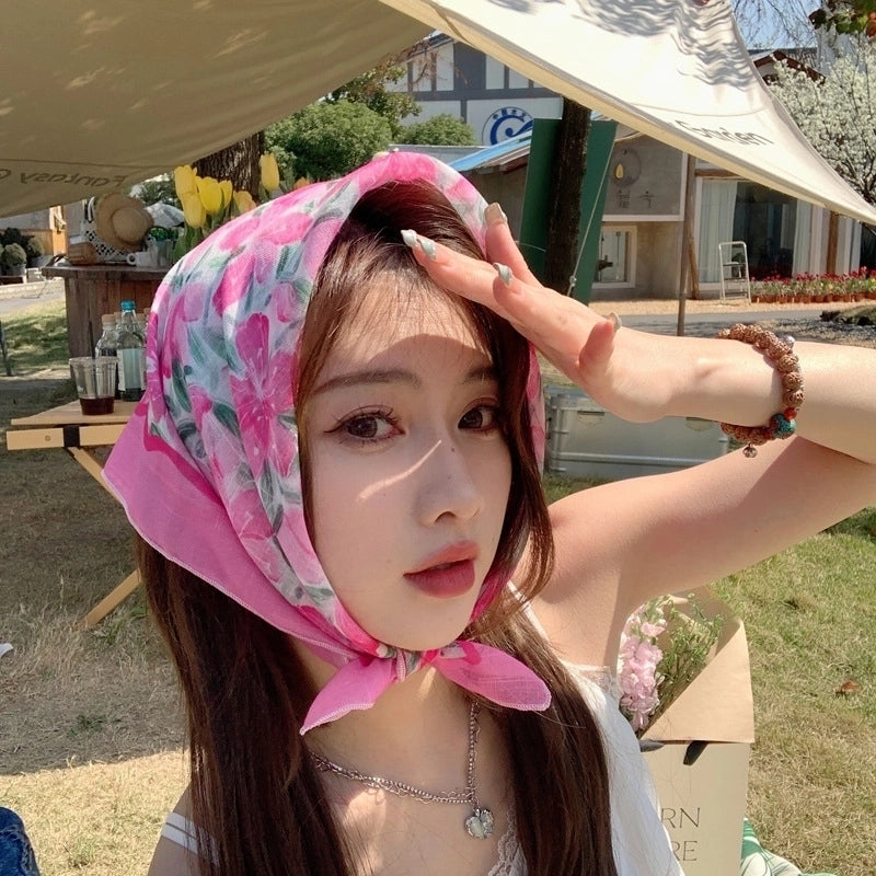 Women's Sweet Pastoral Flower Polyester Printing Bandanas