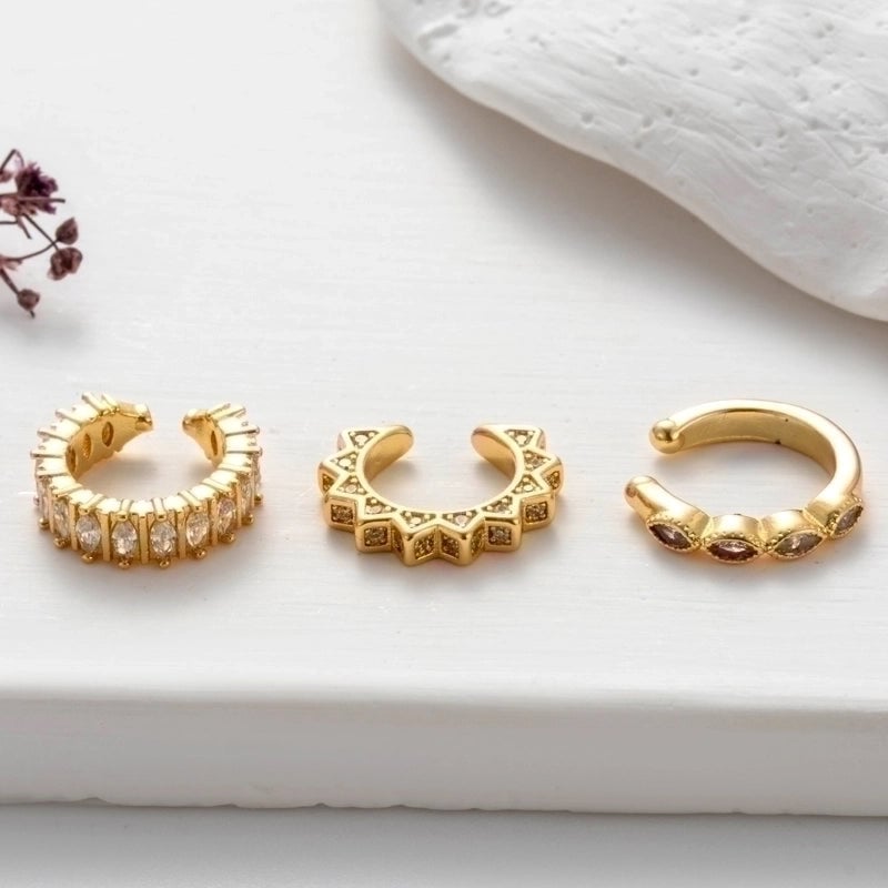 1 Piece Ear Cartilage Rings & Studs Cool Style Shiny Geometric Copper Plating Inlay Zircon