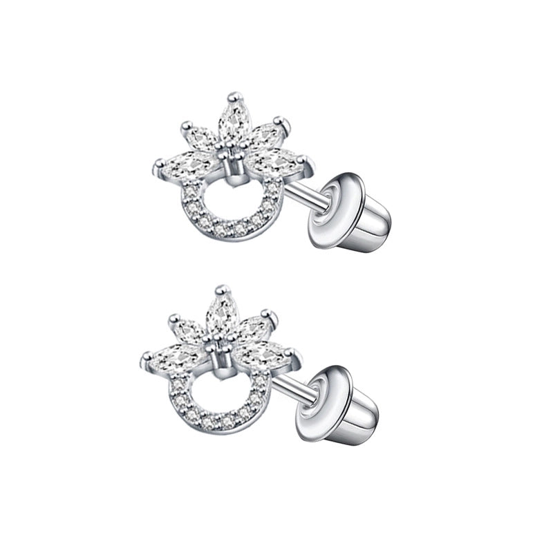 1 Pair Minimalist Cross Star Butterfly Plating Inlay Stainless Steel Zircon Ear Studs