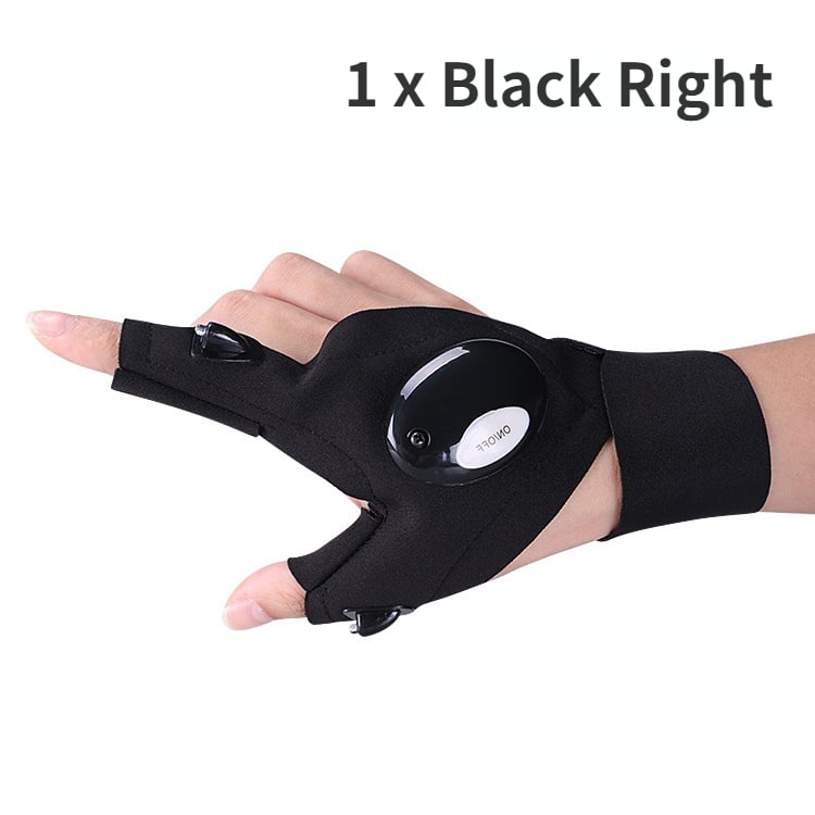 LED Flashlight Waterproof Gloves - Practical Durable Fingerless Gloves